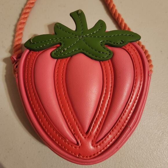 Zara Girls Cute Pink Strawberry Embroidered Crossbody purse Rope Strap Small Bag - Picture 2 of 9